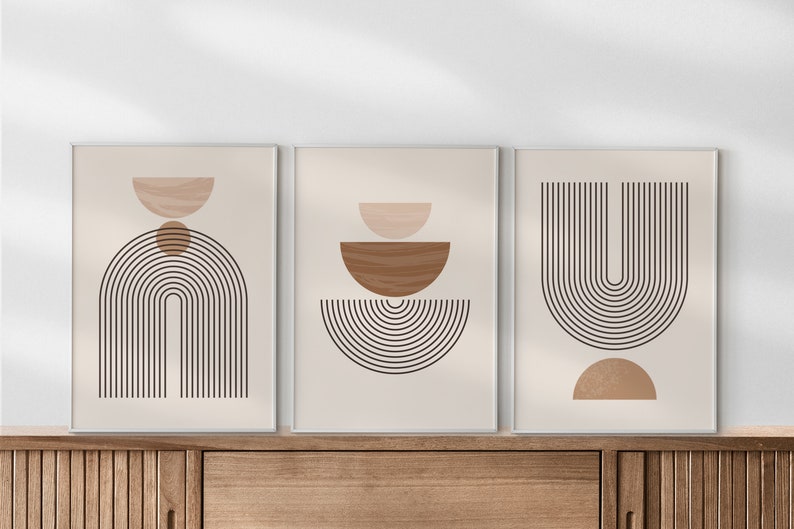 Geometrical Art Wooden Framed Wall Art Triple Set