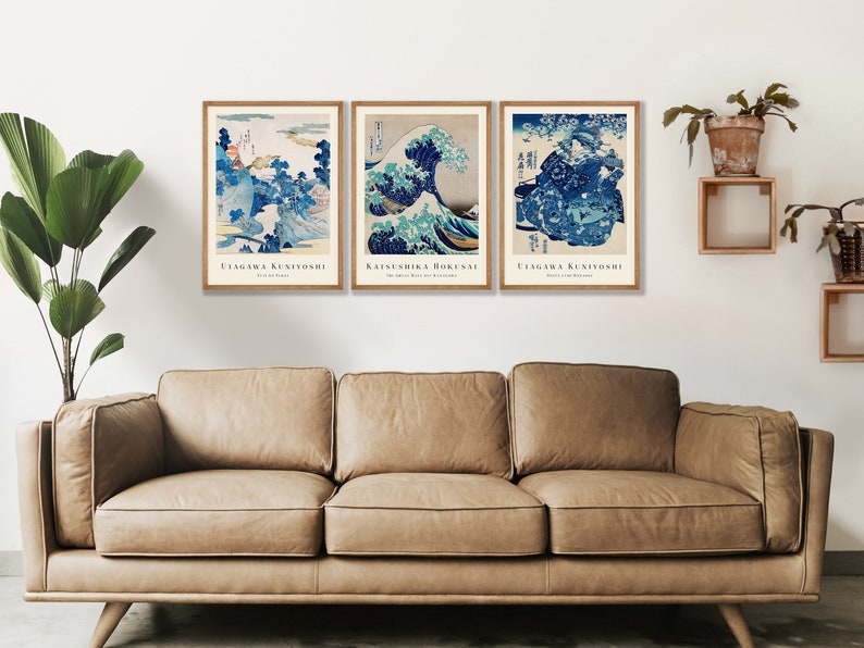 Glacier Blue Wooden Framed Wall Art Triple Set