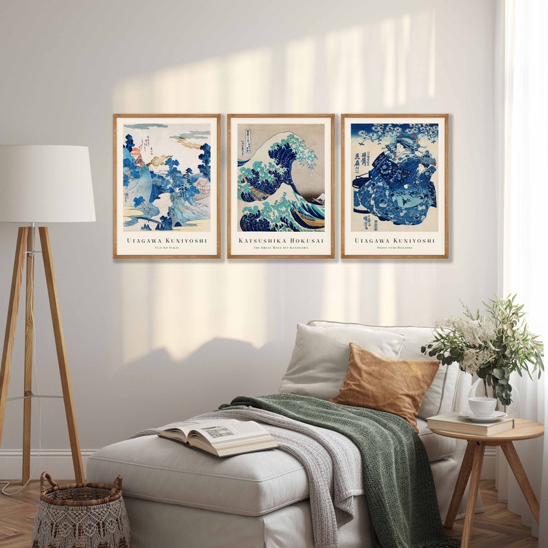 Glacier Blue Wooden Framed Wall Art Triple Set