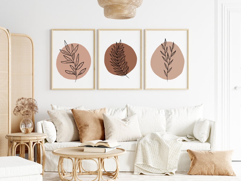 Green Leaves Wooden Framed Wall Art Triple Set