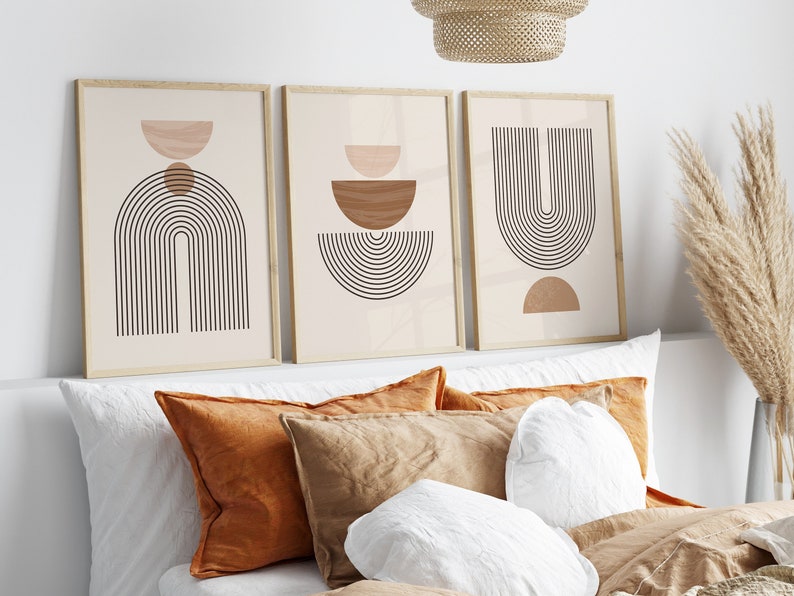 Geometrical Art Wooden Framed Wall Art Triple Set
