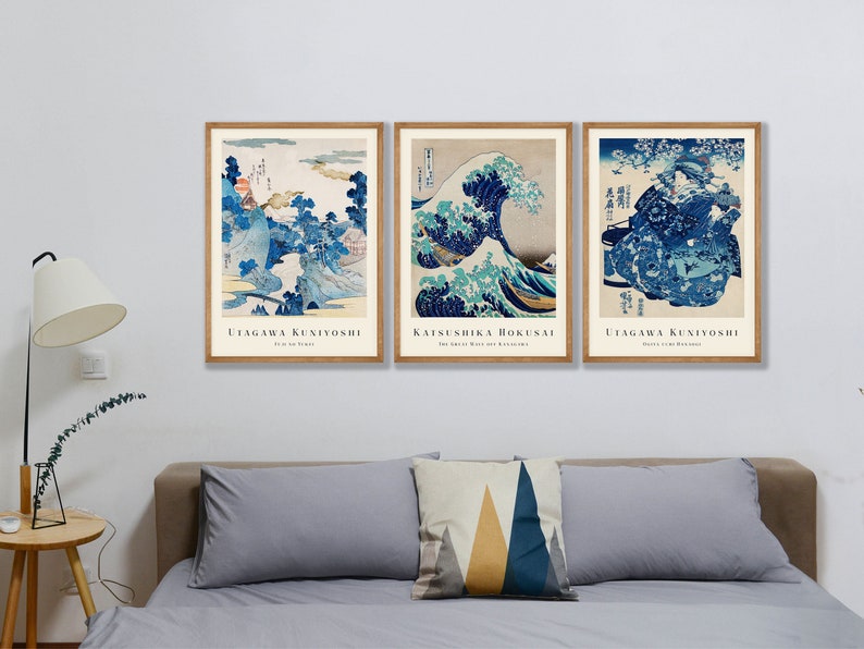 Glacier Blue Wooden Framed Wall Art Triple Set