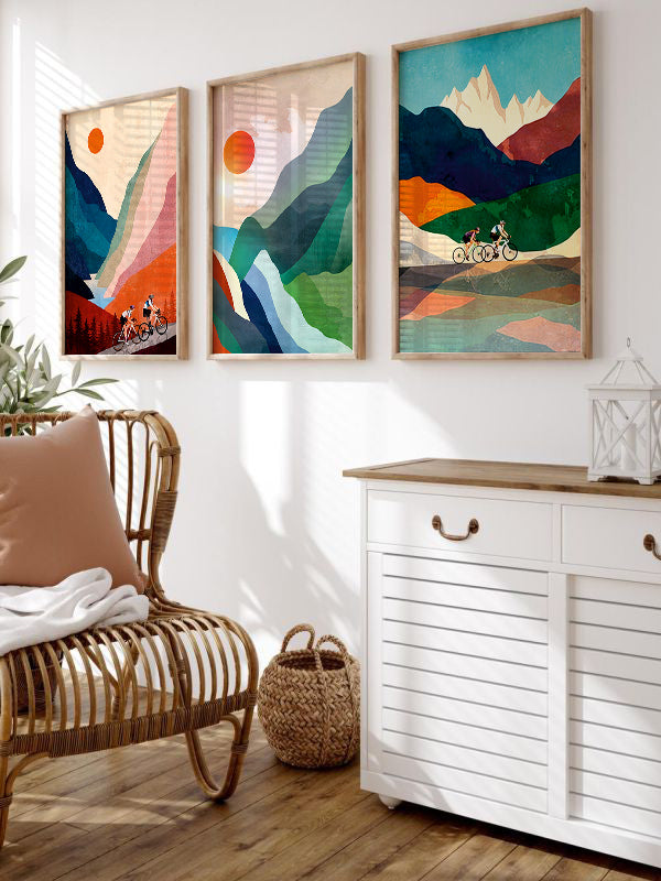 Mountain Landscape Wooden Framed Wall Art Triple Set