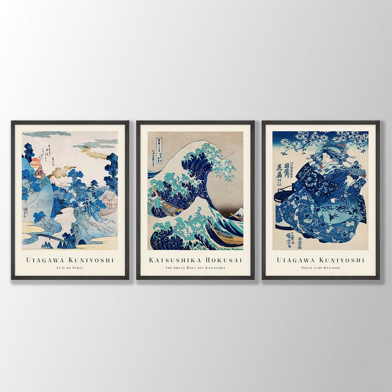 Glacier Blue Wooden Framed Wall Art Triple Set