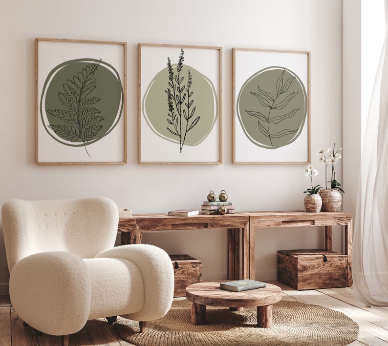 Shades Of Green Wooden Framed Wall Art Triple Set