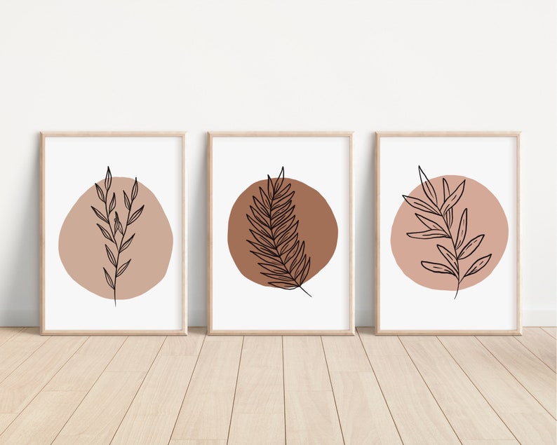 Green Leaves Wooden Framed Wall Art Triple Set