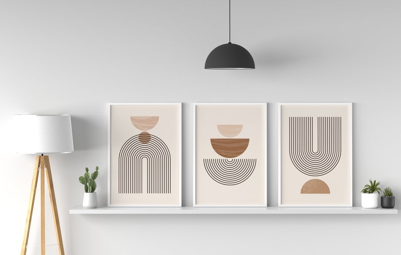 Geometrical Art Wooden Framed Wall Art Triple Set