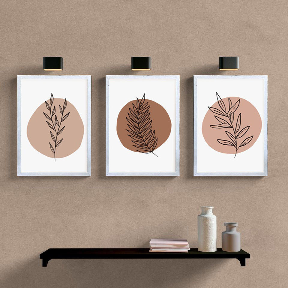Green Leaves Wooden Framed Wall Art Triple Set