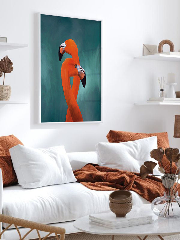 Flamingo Love Wooden Framed Wall Art