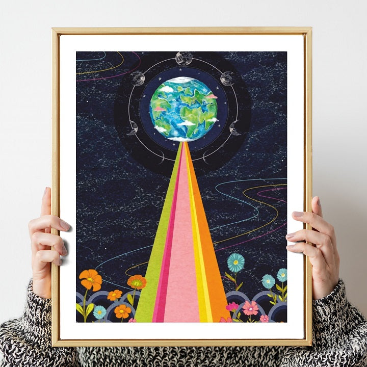 Space Color Wooden Framed Wall Art