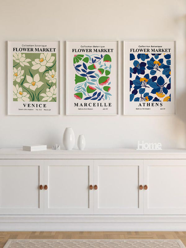 Flower Market Wooden Framed Wall Art Triple Set