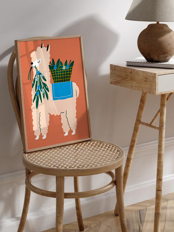 Llama Charm Wooden Framed Wall Art