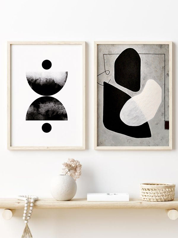 Shades of Black Wooden Framed Wall Art Double Set