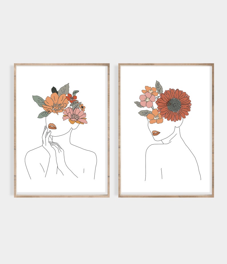 Flower Beauty Wooden Framed Wall Art Double Set