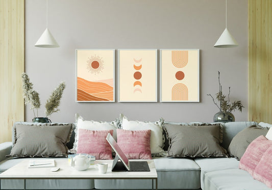 Desert Sun Wooden Framed Wall Art Triple Set