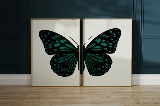 Butterfly Decor C Wooden Framed Wall Art Double Set