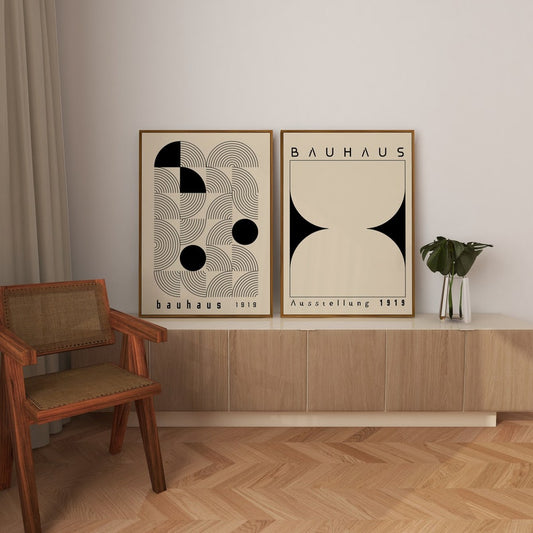 Bauhaus 1919 Wooden Framed Wall Art Double Set