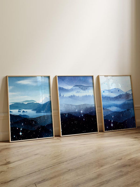 A Night With Stars Wooden Framed Wall Art Triple Set