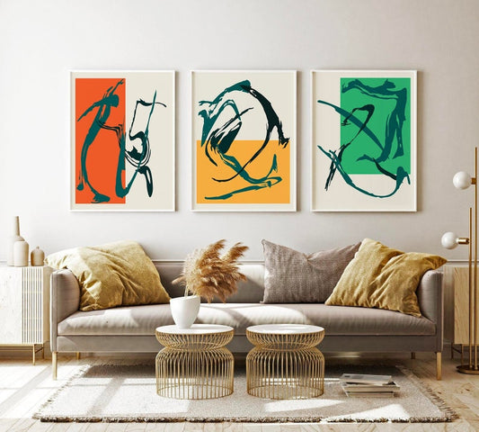 Abstract Art Wooden Framed Wall Art Triple Set