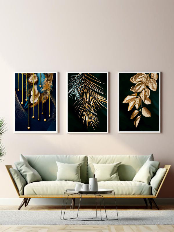 Black And White Wooden Framed Wall Art Triple Set