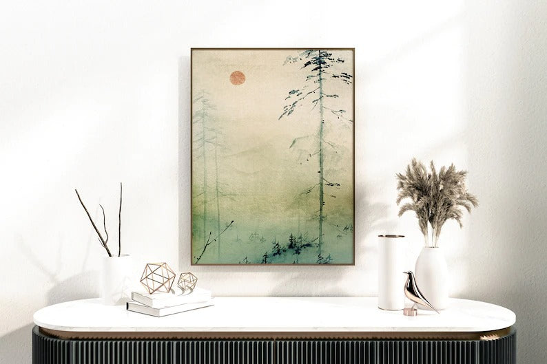 Fog In The Forest Wooden Framed Wall Art