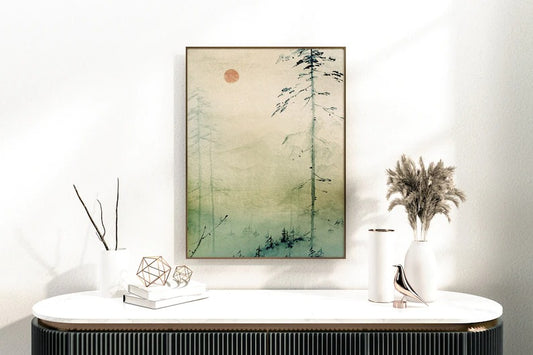 Fog In The Forest Wooden Framed Wall Art