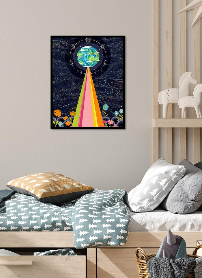 Space Color Wooden Framed Wall Art