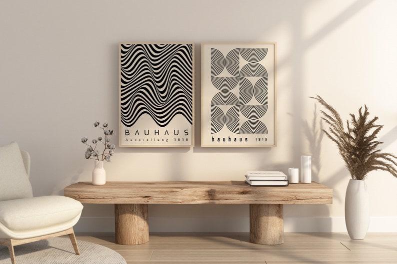 Bauhaus Ausstellung Wooden Framed Wall Art Double Set