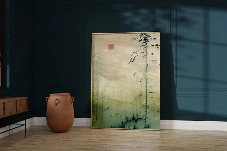 Fog In The Forest Wooden Framed Wall Art