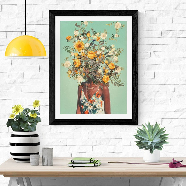 Flower Woman Wooden Framed Wall Art