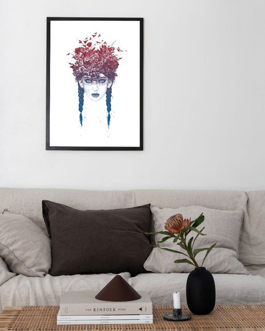 Flower And Hair Wooden Framed Wall Art