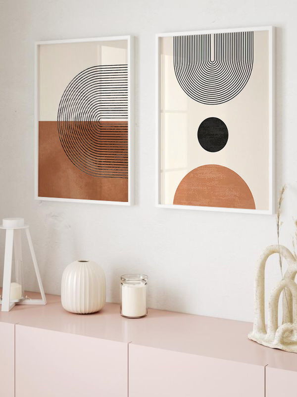 Geometric Poster Wooden Framed Wall Art Double Set