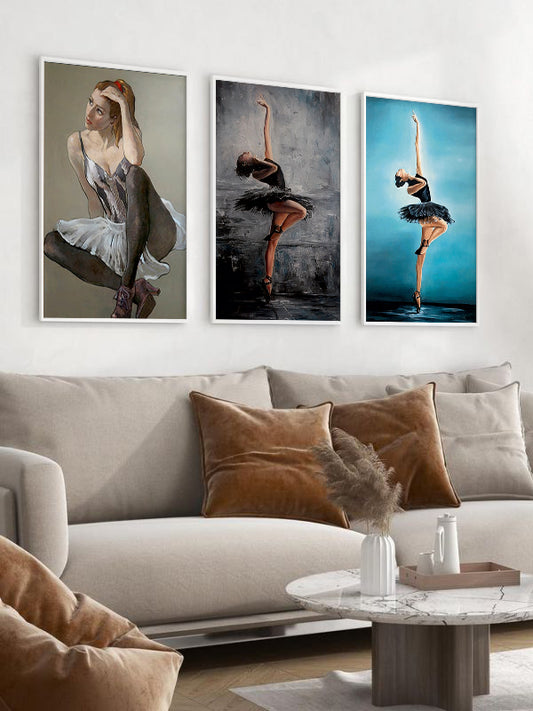 Tired Ballerina Wooden Framed Wall Art Triple Set