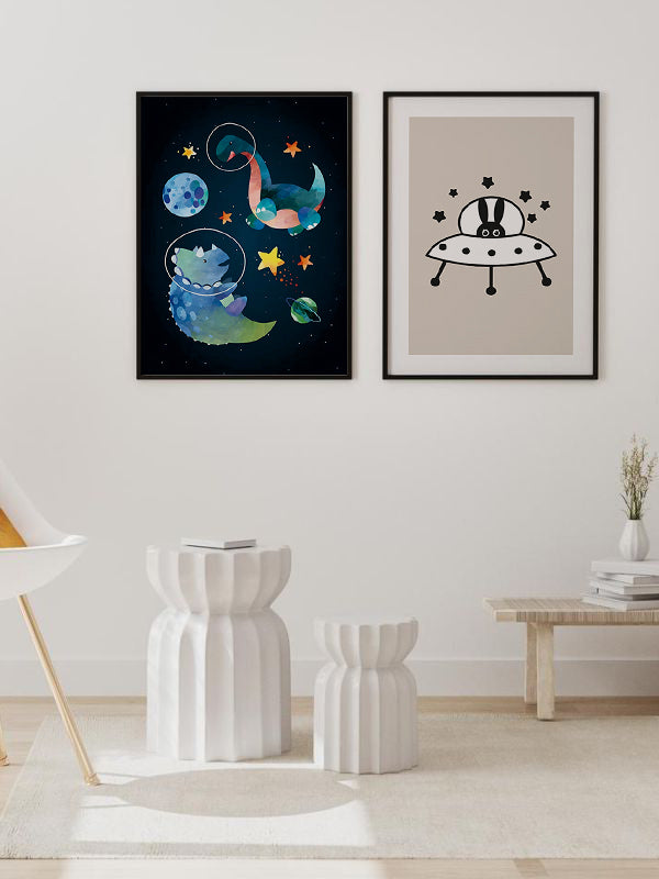 Space Adventure Wooden Framed Wall Art Double Set