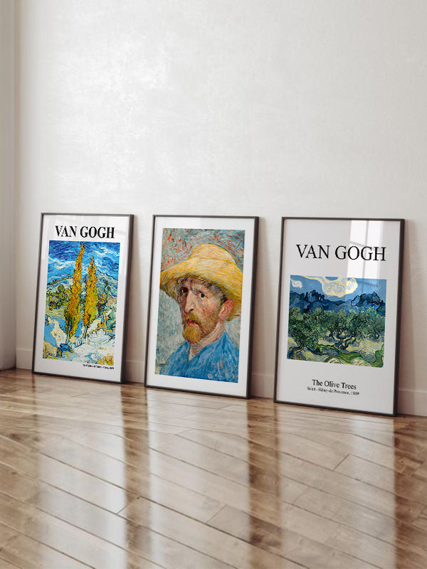 Van Gogh Wooden Framed Wall Art Triple Set