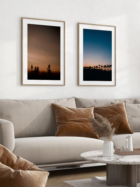 Day And Night Wooden Framed Wall Art Double Set