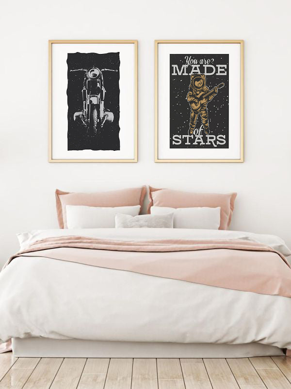 Made Stars Wooden Framed Wall Art Double Set