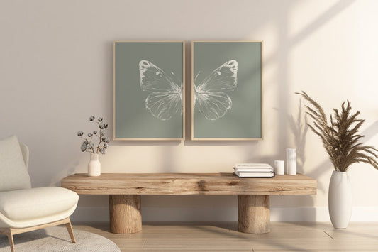 Butterfly Decor A Wooden Framed Wall Art Double Set