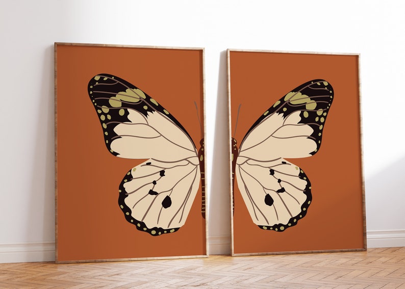 Butterfly Decor D Wooden Framed Wall Art Double Set