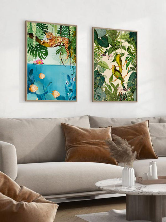 Forest Creatures Wooden Framed Wall Art Double Set