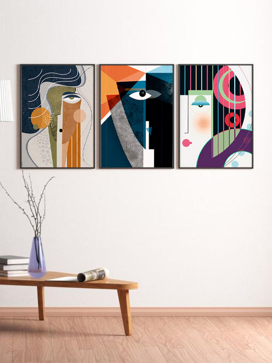 Abstract Poster Wooden Framed Wall Art Triple Set