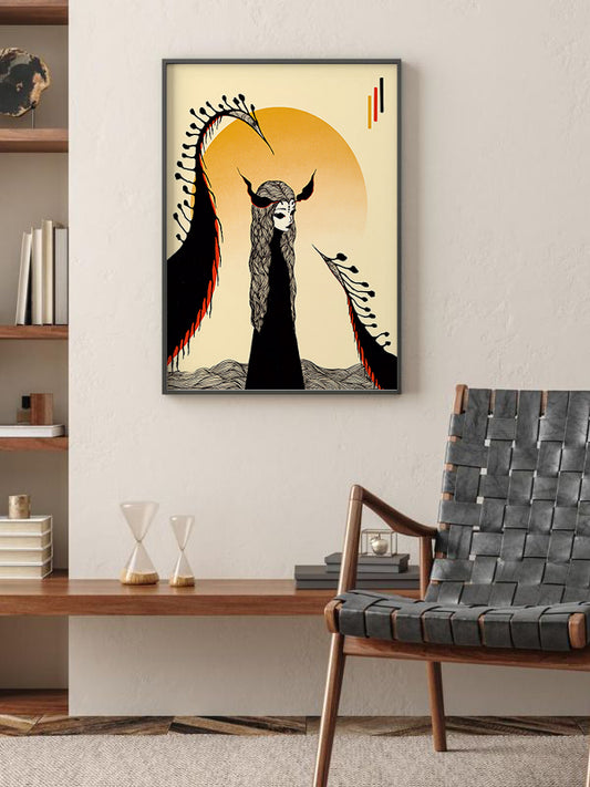 Dragon Girl Wooden Framed Wall Art