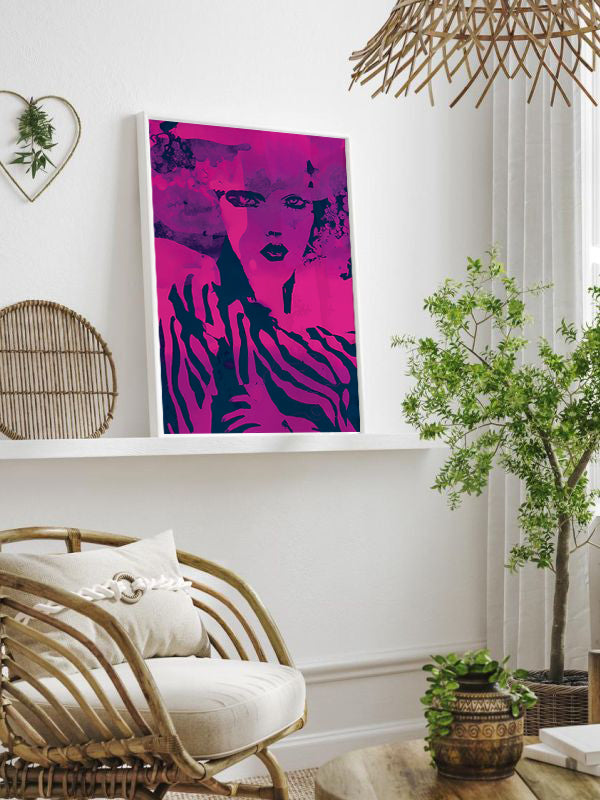 Purple Portrait Wooden Framed Wall Art