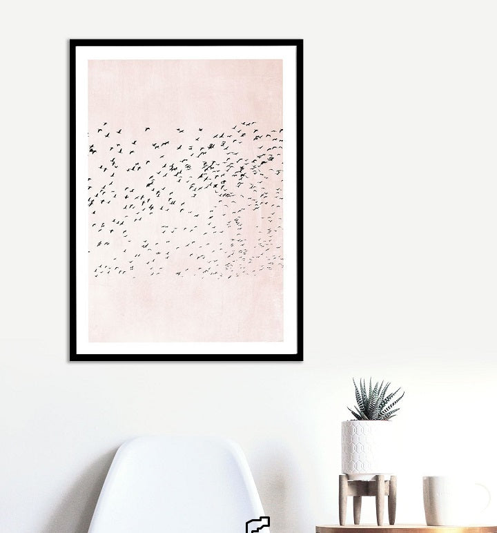 Herd Of Birds Wooden Framed Wall Art