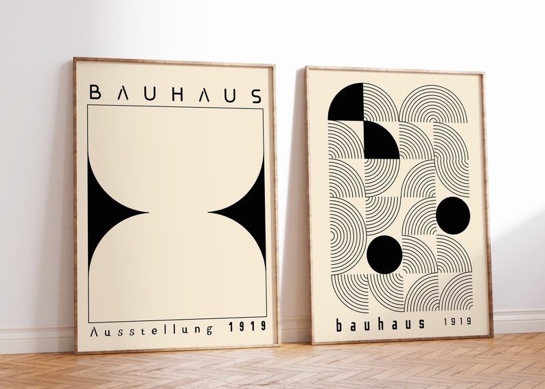 Bauhaus 1919 Wooden Framed Wall Art Double Set