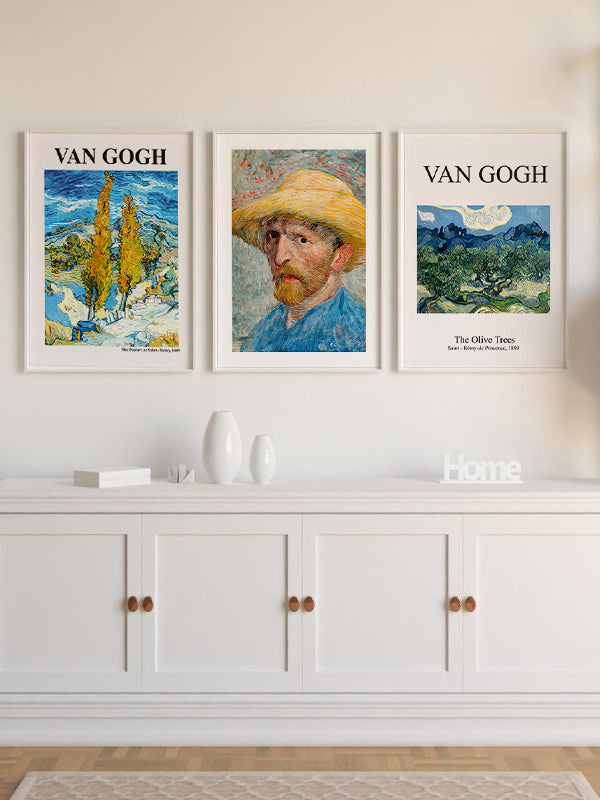 Van Gogh Wooden Framed Wall Art Triple Set