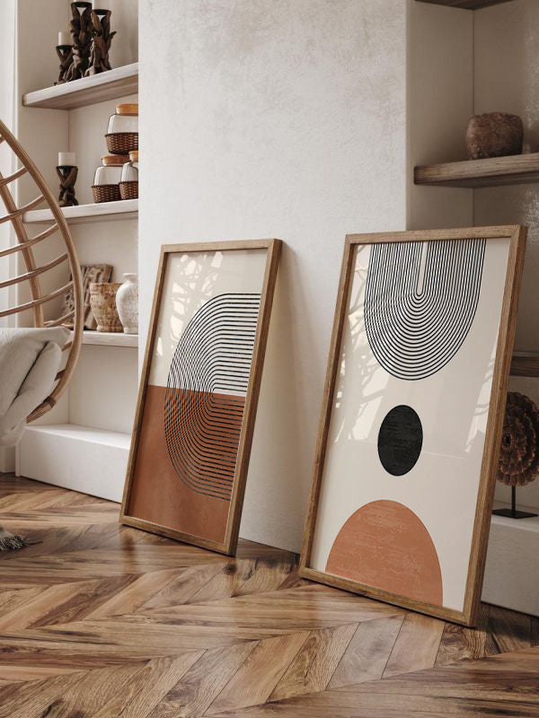 Geometric Poster Wooden Framed Wall Art Double Set