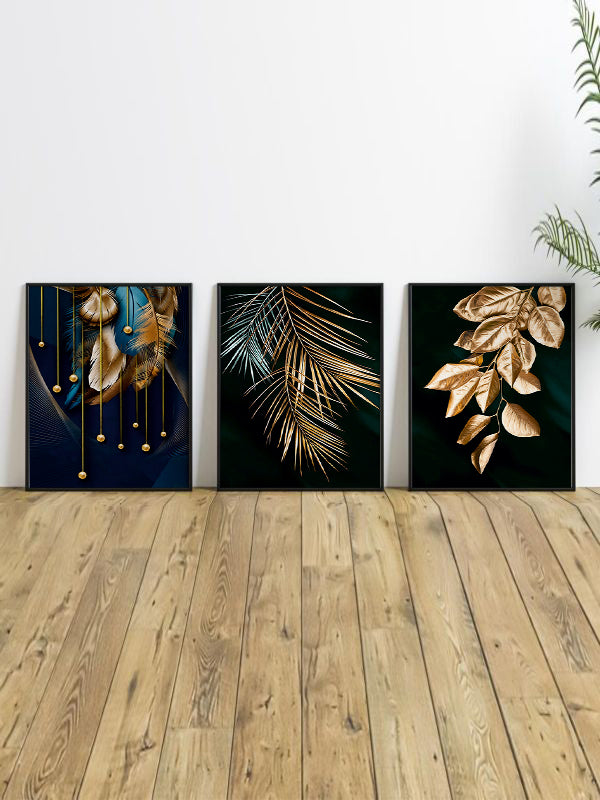 Black And White Wooden Framed Wall Art Triple Set