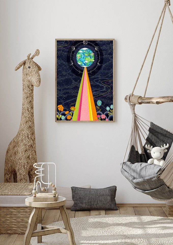 Space Color Wooden Framed Wall Art