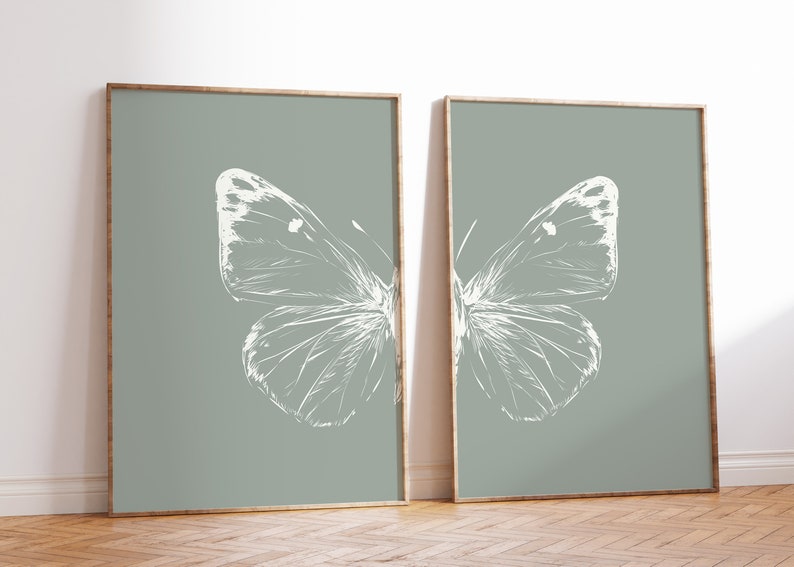 Butterfly Decor A Wooden Framed Wall Art Double Set